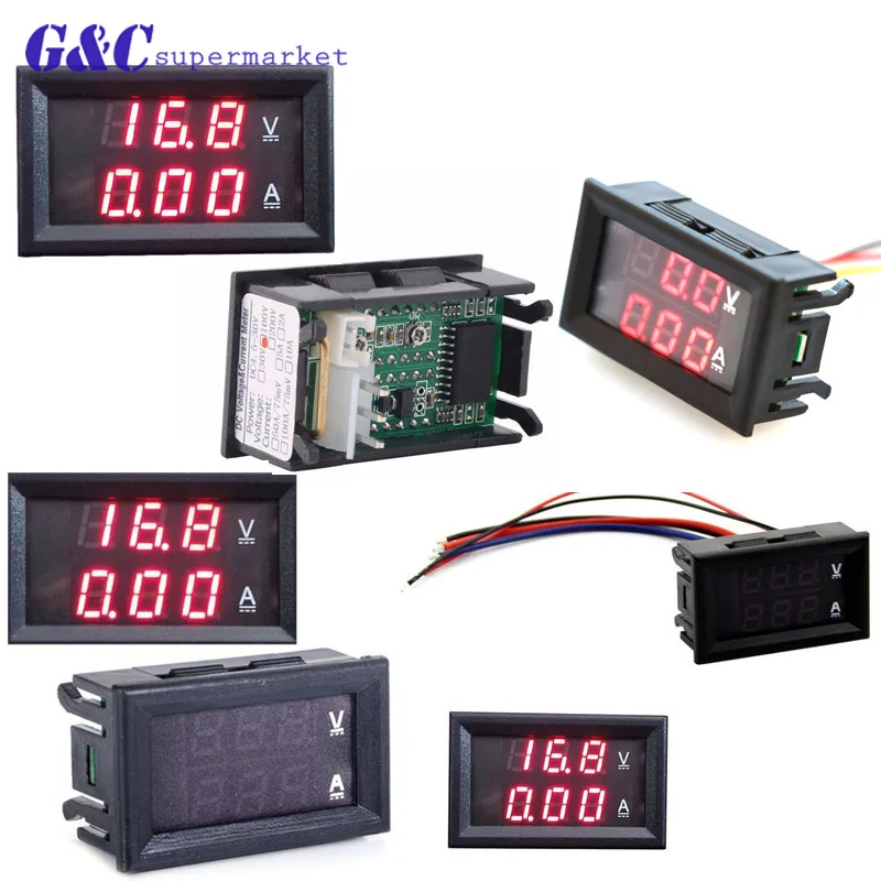

DC 100V 5/10/20/50A Voltmeter Ammeter Electronic Digital red LED Dual Display Voltage Regulator Current Meter Tester Gauge