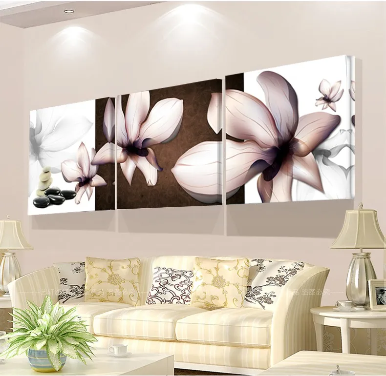 3 Panel Wall Art Canvas Painting Classic stone flowersHome Decoration