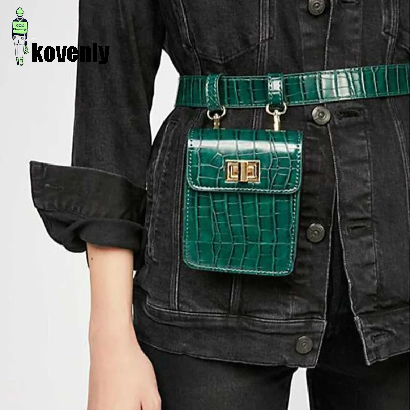 

Women Fashion Crocodile Shoulder Waist Pack PU Waist Fanny Pack Ladies Belt Bag Leather Chest Bag Alligator Bum Bag B188