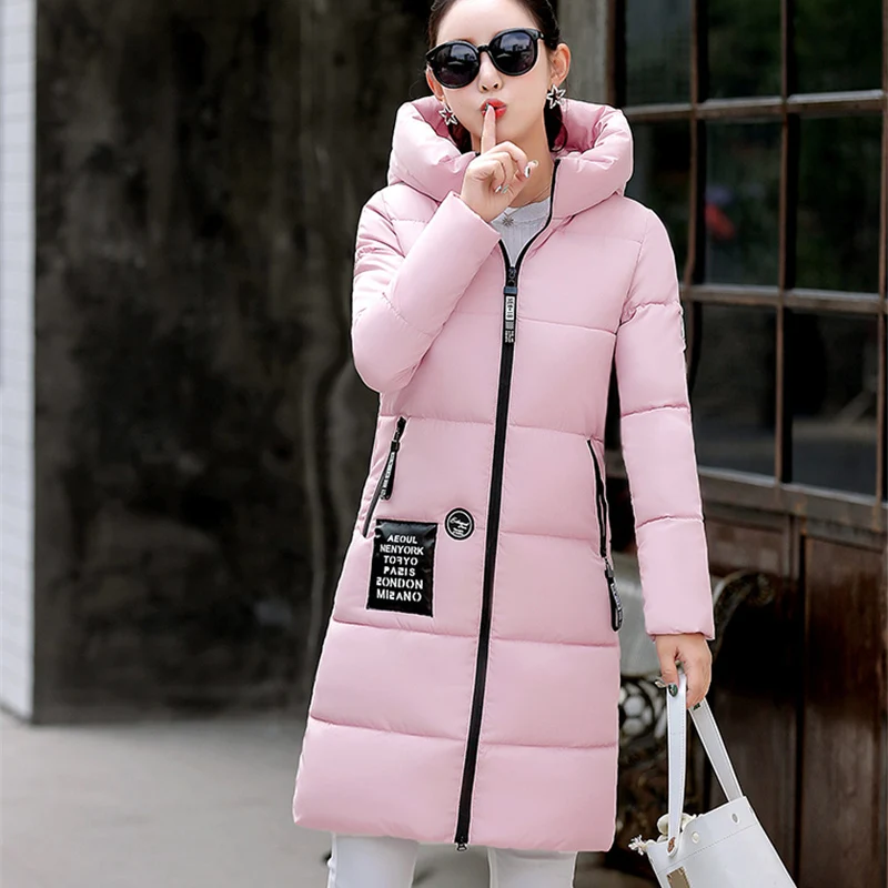2019 NEW Winter Jacket Women Hooded Warm Cotton Coat Padded Female Slim Long Jacket Women Parka Outwear Plus Size Ladies Coat