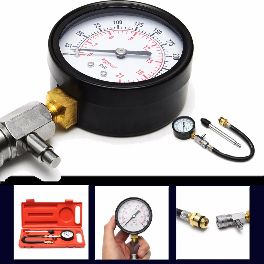 

High Quality 1 Set G324 Car Motorcycle Cylinder Engine Pressure Compression Gauge Tester 0-300PS Auto Diagnostic Tools