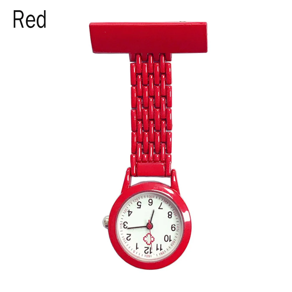 Медсестры кварцевые часы брошь карманная брошь клипса медицинская медсестры карманные часы GDD99 - Цвет: Красный