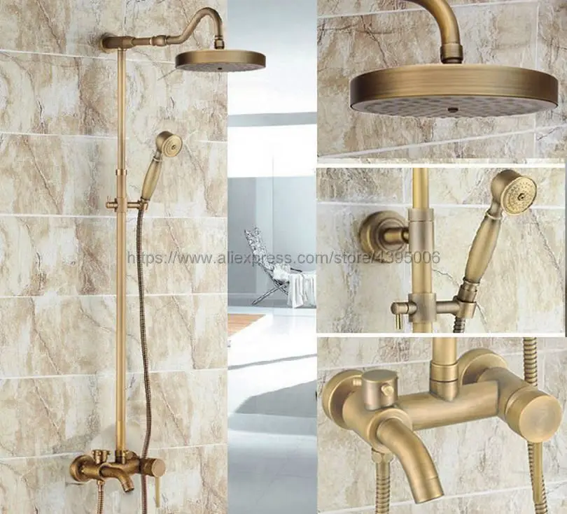 Antique Br Rainfall Shower Faucet Tub Mixer Tap Hand Held Antique Br Rainfall Shower Faucet