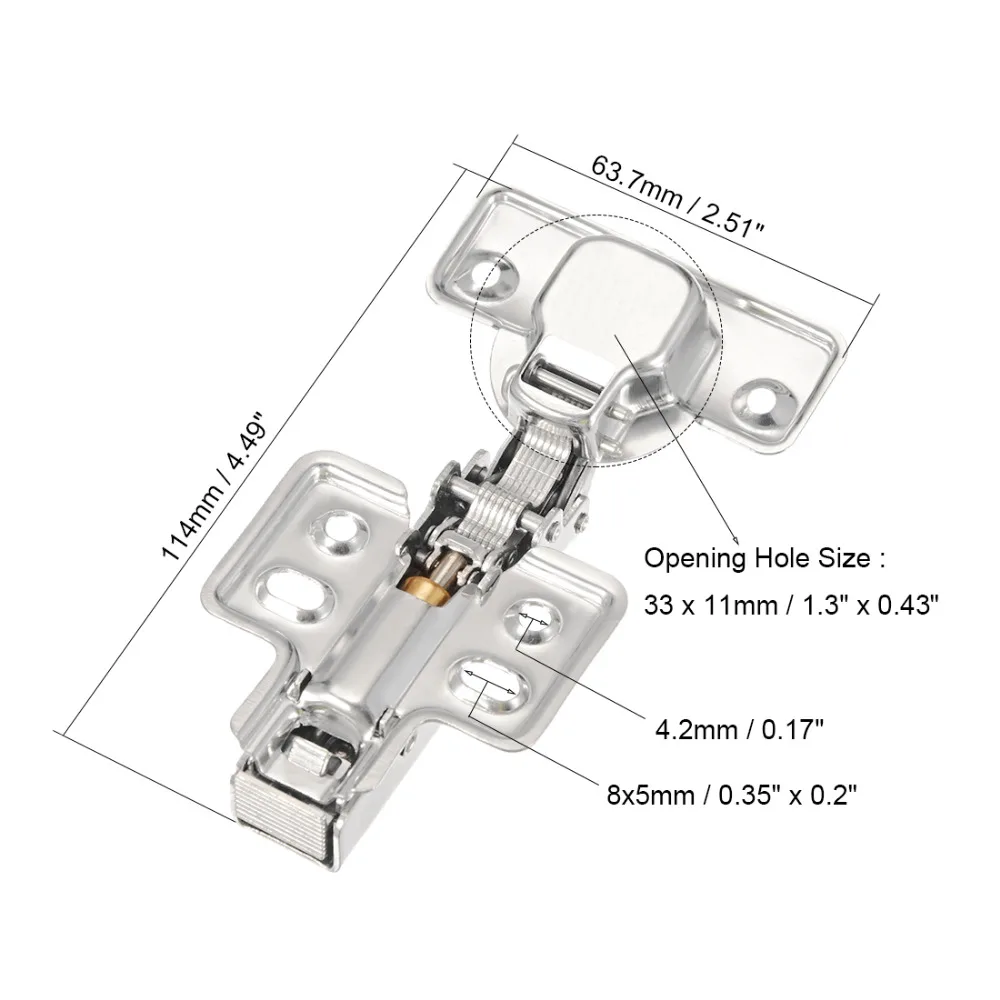 

UXCELL Hot Sale 2pcs Face Frame Concealed Cabinet Full Overlay 113/115/114/112mm Long Door Hinges w Screws for Cabinet