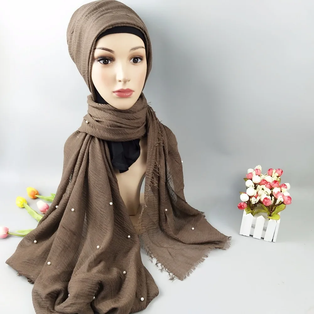 N18 20 шт жемчуг пузырьковый однотонный шарф-хиджаб/шарфы бахрома мягкий хиджабы глушитель шали Большая упаковка пашмины