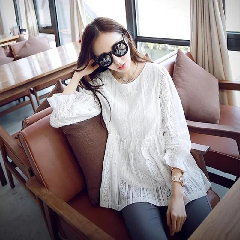 

High Waist Loose Maternity blouse Lace Plus Size Clothing blouses Shirt For Pregnant Women Maternity Clothing