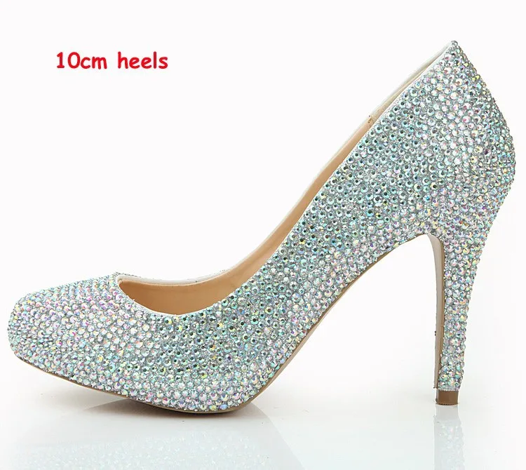 Модная дамская обувь для ночного клуба со стразами АВ цветные туфли-лодочка для вечеринок с кристаллами Свадебные туфли на 4–дюймовом каблуке Вечерние туфли-лодочки