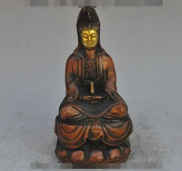 

S03583 9"tibet buddhism fane bronze gilt Kwan-Yin Guan Yin Bodhisattva goddess statue B0403