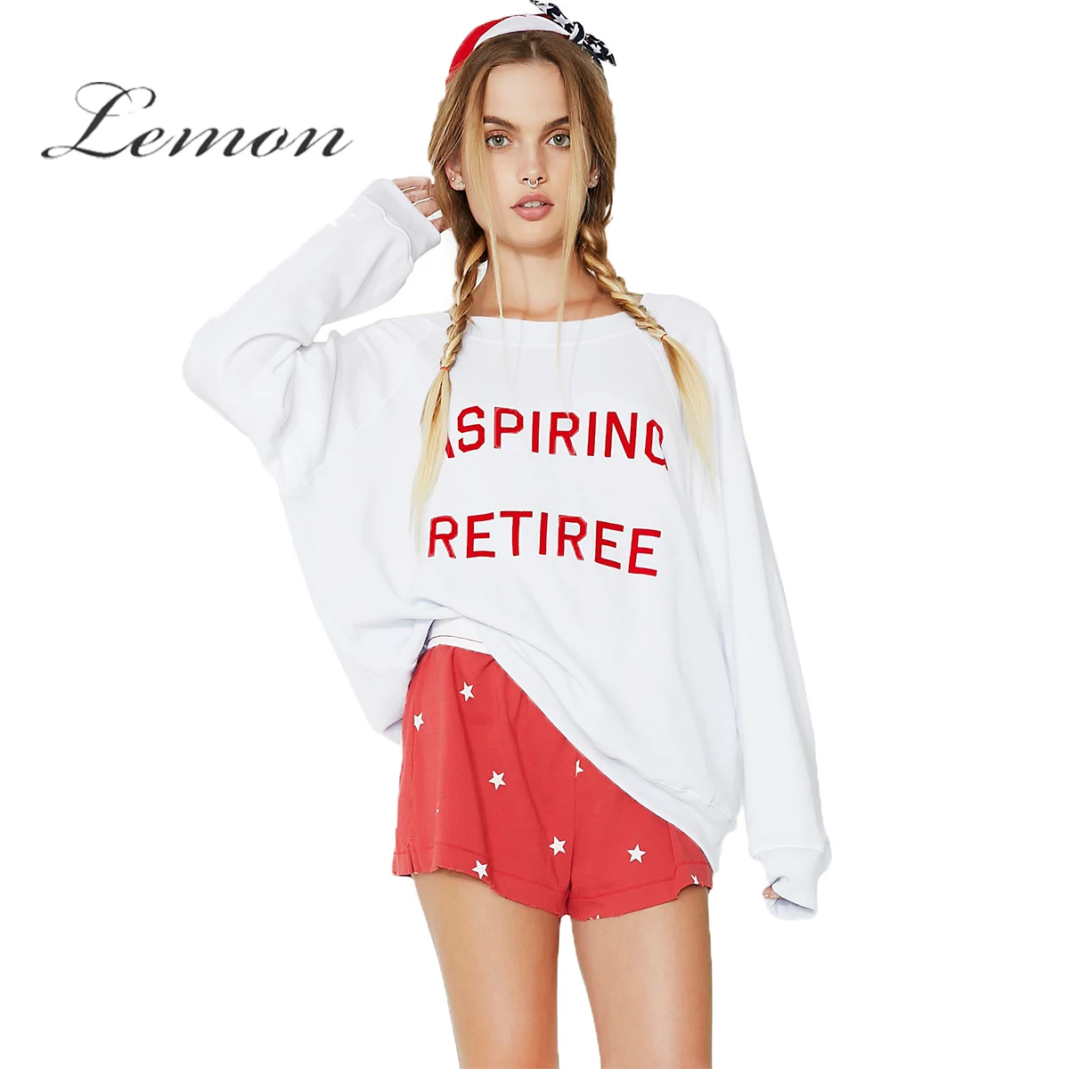 Lemon 2018 White Autumn Fashion Sweatshirt Women Preppy Letter Print