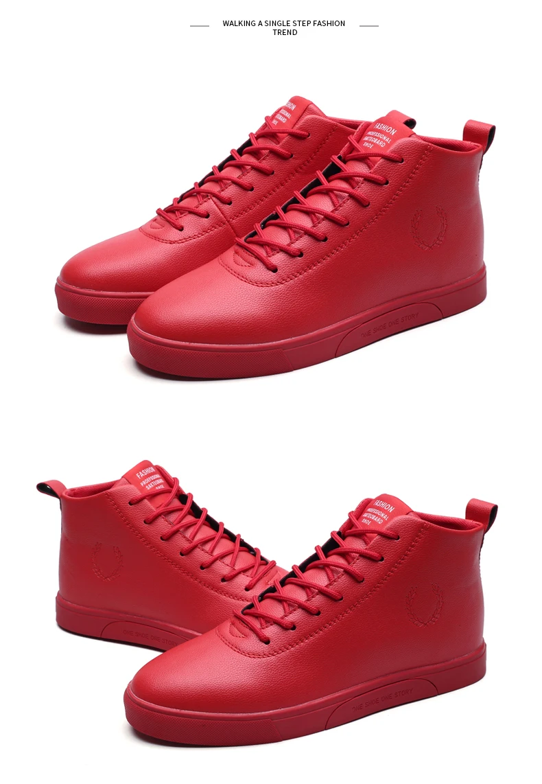Мужская Вулканизированная обувь; мужская повседневная обувь на шнуровке; зимние модные высокие кроссовки; удобная обувь; цвет белый, красный, черный;