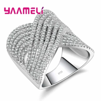 

Brand Wave Modeling Unusual Zircon Crystal Fashion Jewelry For Women 925 Sterling Silver Rings Appointment
