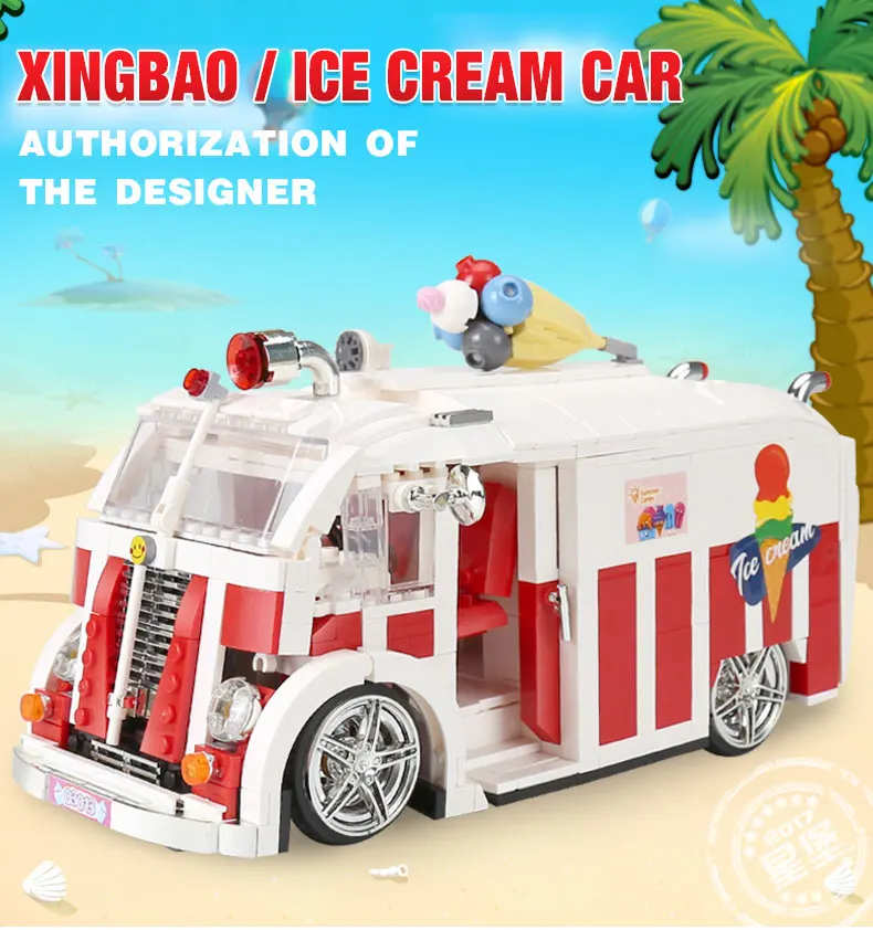 Xingbao 08004 Genuine 1000Pcs Technic Series The Ice Cream Car Set