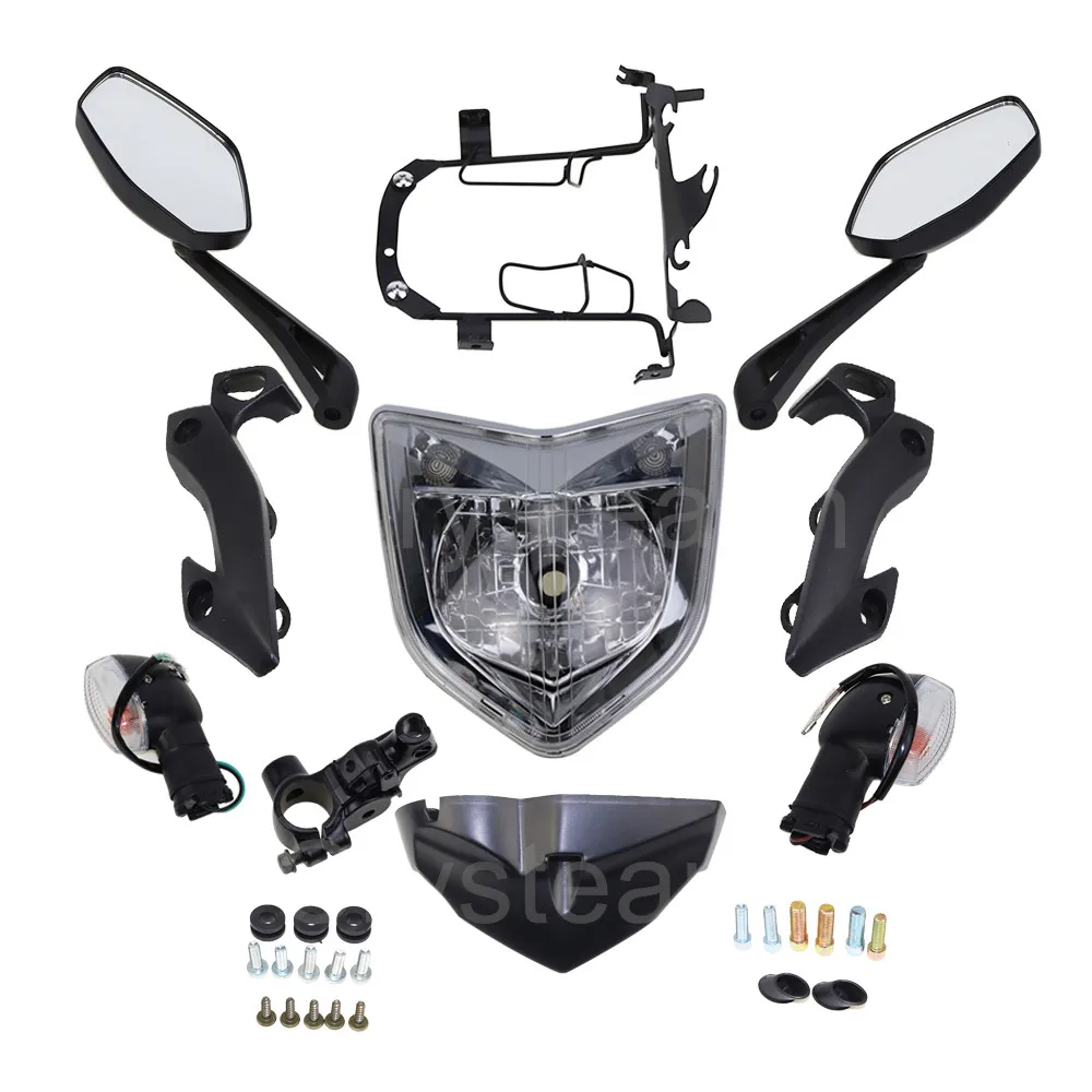 

Motorcycle Headlight Head Light Lamp Assembly Housing Rear Mirrors Turn Signals Adapter Kit Set For Yamaha FZ1N 2006-2009 07 08