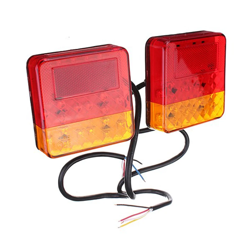 

1Pair Car LED Tail lights Red Yellow Stop Turn Signal Lamp for 12V Truck Trailer Lorry