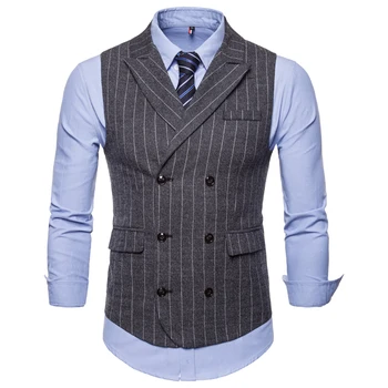 

Fashion Suit Vest Men Formal Dress Vest Colete Masculino Herringbone Gilet Fitness Sleeveless Jacket Wedding Waistcoat Men 4XL