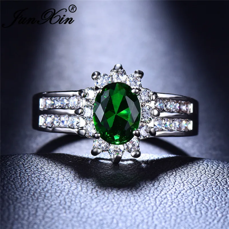 JUNXIN Boho Oval многоцветный Циркон черные кольца для женщин 925 серебро Сиреневый Циркон Белый Синий огненный опал кольцо CZ