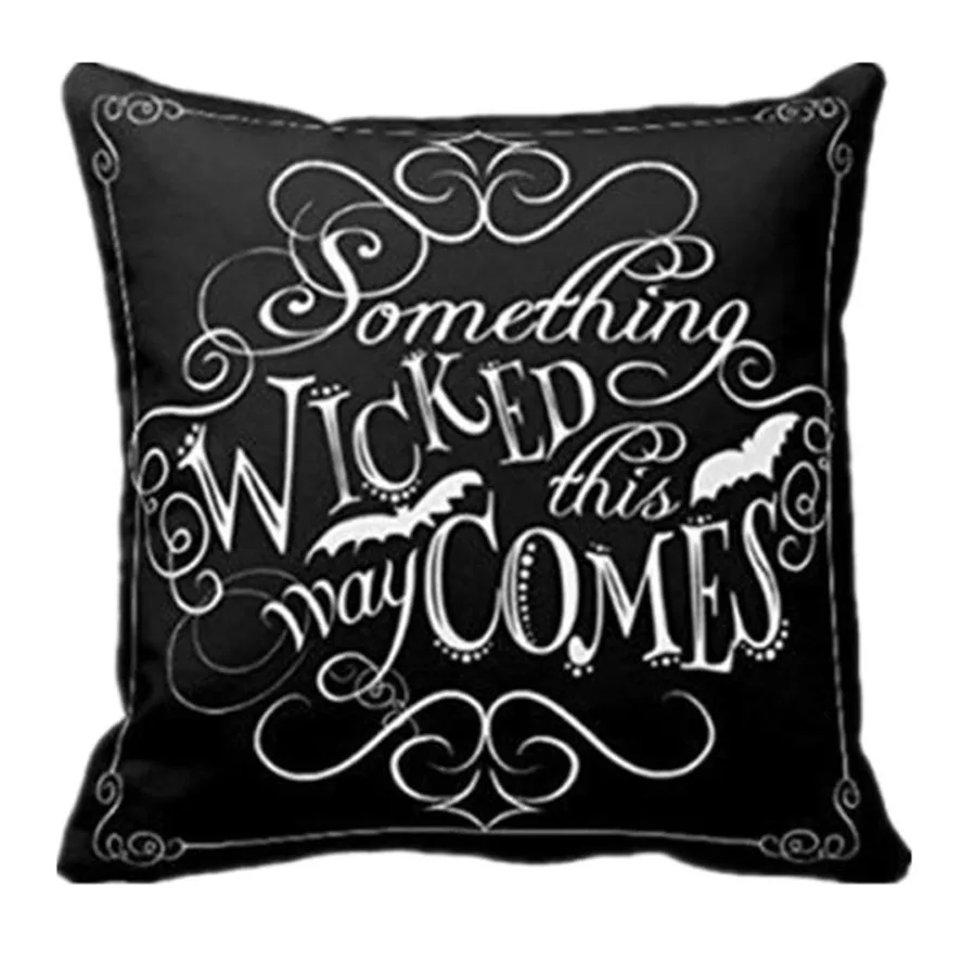 

New Happy Halloween Cushion Cover 45*45cm 1PC Wicked Chalkboard Halloween Throw Pillow Cover Decorative Pillowcase 18x18Inch 35