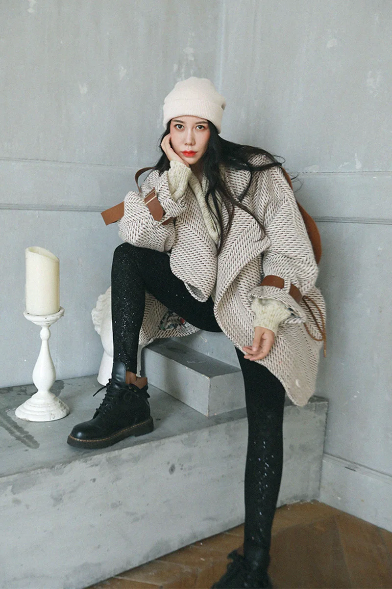 IRINAW251 2018 AW New Collection vintage oversized tweed wool coat women