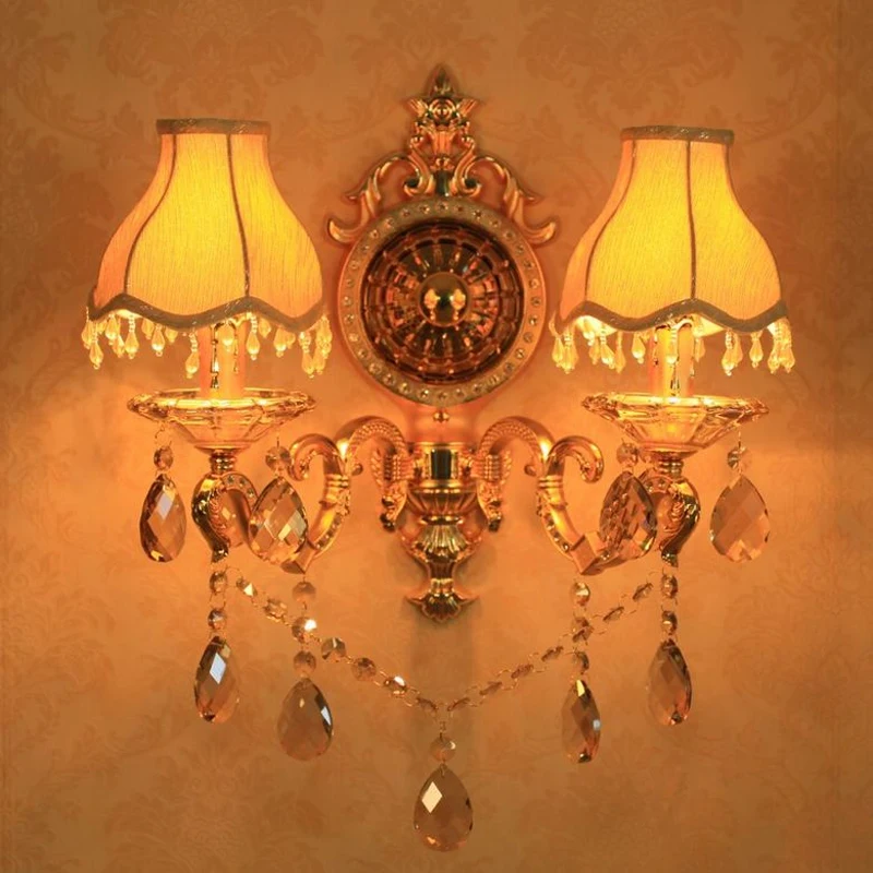 

Modern high-grade zinc alloy crystal candle wall lamp European style living room bedroom lamp led Light Fixture Industrial light