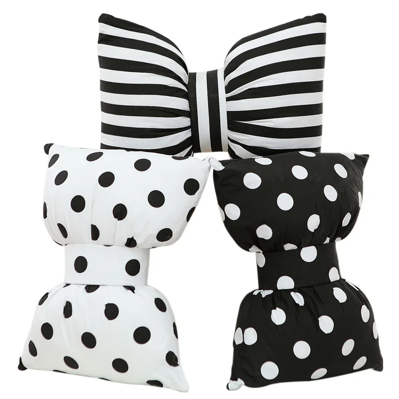 

45cm Creative Simulation Bow Pillow Stripe Cushion Removable Sleeping Cushion Children Gift PP Cotton Stuffed Plush Toys