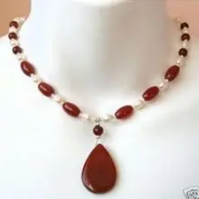 Турецкий Африканский бисер комплект ювелирных изделий натуральный красивый белый жемчужный и красный подвеска с драгоценным камнем ожерелье 1" Кварц