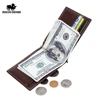 BISON DENIM Cow Leather Wallet Men Money Purse With Zipper Coin Pocket ID Card Genuine Leather Mini Purse For Men W9348 3