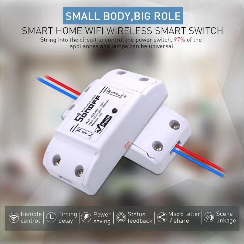 4 шт./1 лот SONOFF Base Каса Intelligente Con ABS Borsette мобильное приложение Presa Timer Interruttore di Comando A Distanza Modulo per