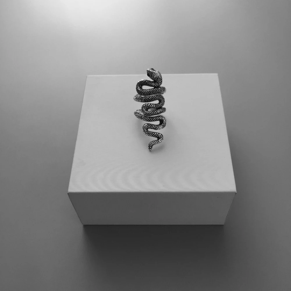 Blackened Long Snake Wedding Bands Rings, 925 Sterling Silver Fashion Jewelry Bohemia Party Boho Gift For Women Girls 2018 New