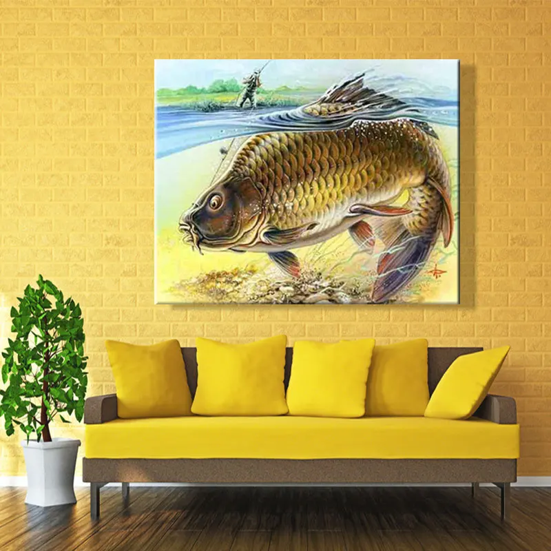 

paint by numbes art painting by numbers Artwork fish Go fishing Picture hanging in bedroom A Painter of Zero Foundation gift