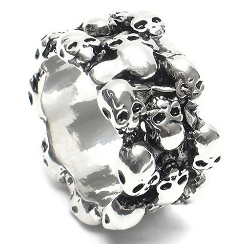 1Pc Men's Gothic Skull Finger Charm Stainless Steel Punk Biker Knuckle Ring