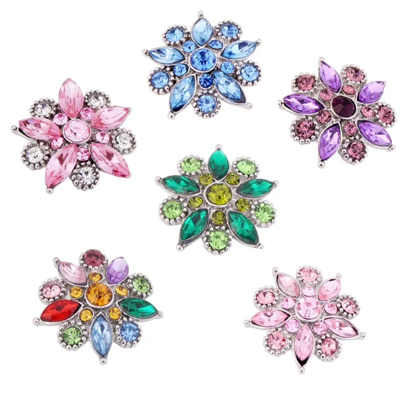

4 Colors flower Interchangeable Jewelry 18mm Ginger Snap Button Jewelry Drop Shipping Bt5149