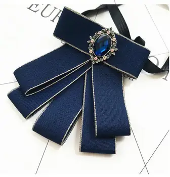 Best 10Pcs Ribbon Tie Bow Brooch Fabric Crystal Flower Pins And Brooches Accessories Ladie Bowtie Broaches Pin Badge For Women Men