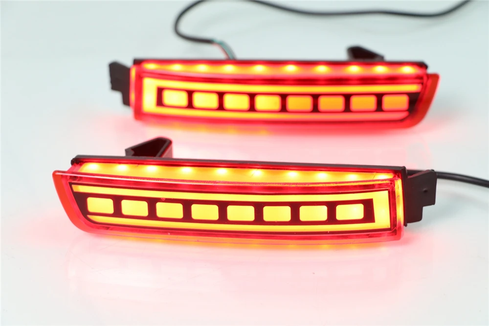 Carflashing 2PCS For Nissan Kicks Multi-functions Car LED Tail Rear Fog Lamp Brake Light Rear Bumper Decoration Lamp