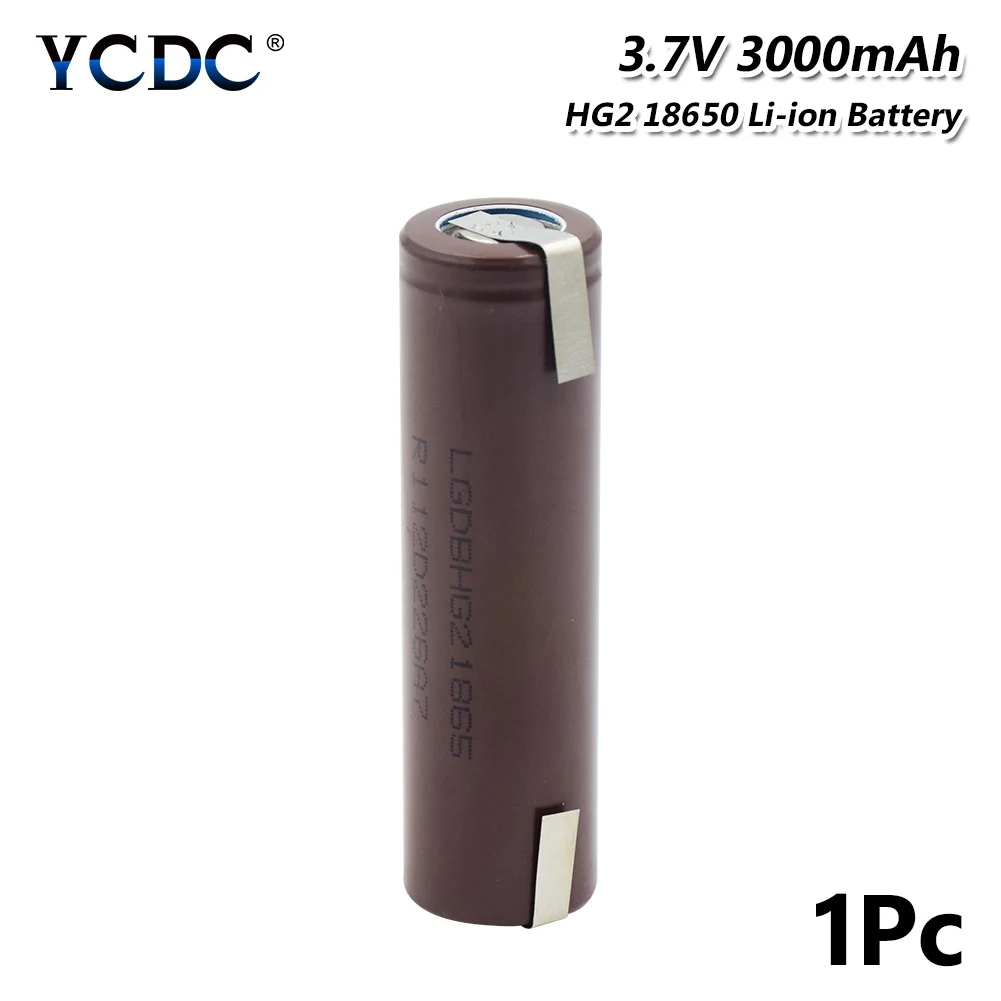 HG2 18650 3000mAh батарея+ diy никель 3,7 V разряда 20A литий-ионная аккумуляторная батарея ies для электронной сигареты питания батареи 3000mah - Цвет: 1 Pieces