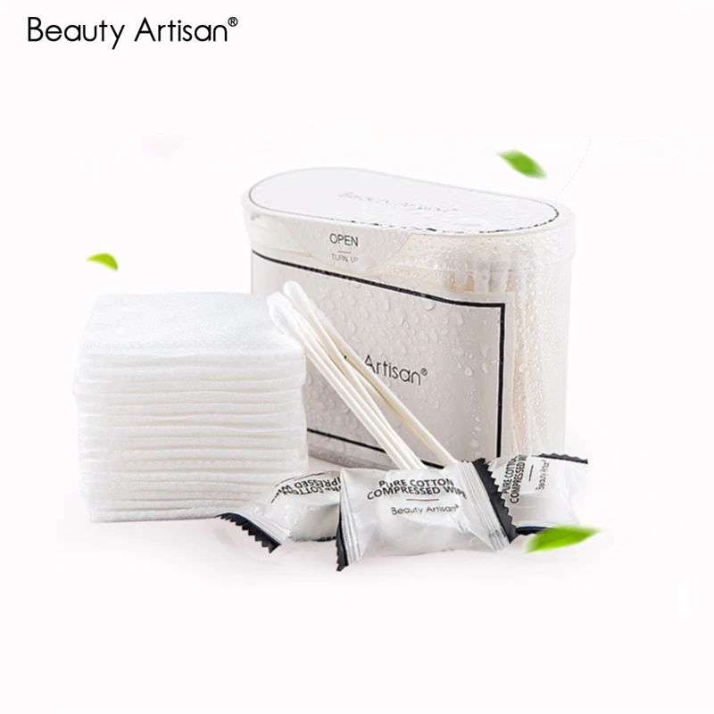 

3 in 1 Portable Travel Set 15Pcs Cosmetic Makeup Facial Cotton Pads & 7Pcs Compressed Clean Face Mask & 45Pcs Cotton Swabs Buds