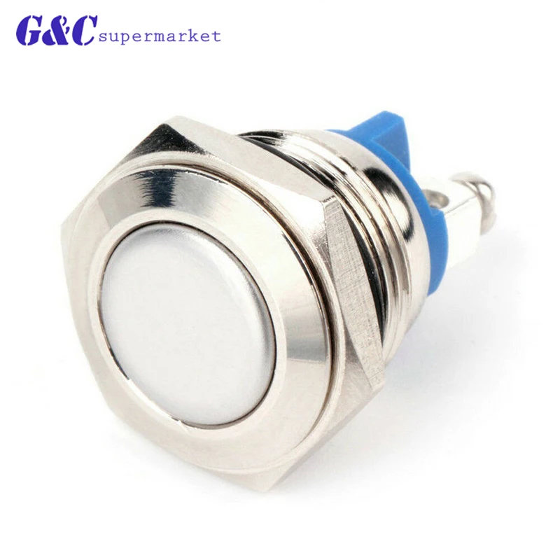 

1PCS 16mm Start Horn Button Latching Stainless Steel Metal Push Button Switch Screw Terminal Waterproof Car Auto Engine PC Power