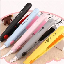 AT FASHION Mini Hair Straightener Small Ceramic Hair Curling Iron Carton Hot Tools Electric Ionic Hair Straighter Iron Hair Tool