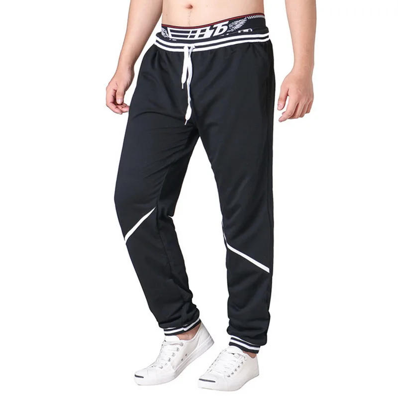 Laamei Брюки тренировочные мужские модные, средняя посадка облегающие брюки для фитнеса с принтом Базовый раздел дышащие легкие брюки