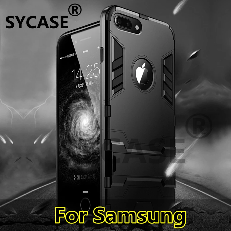 SYCASE iron man case Shockproof Armor Phone Case For Samsung S7 S8 S9 Plus note8 A J ect Luxury TPU Protective Hard Cases Coque |