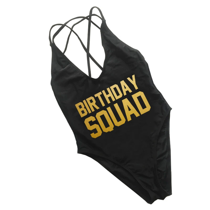 Swimsuit Women One Piece Swimwear Womens Swim wear Custom Letter Birthday Squad Bathing Suit Party Bodysuit Sexy Monokini