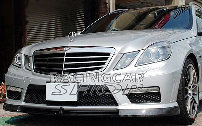 REAL CARBON FIBER V TYPE FRONT LIP SPOILER FOR MERCEDES BENZ W212 E-CLASS E200 E260 E300 E350 E550 E63 AMG BUMPER