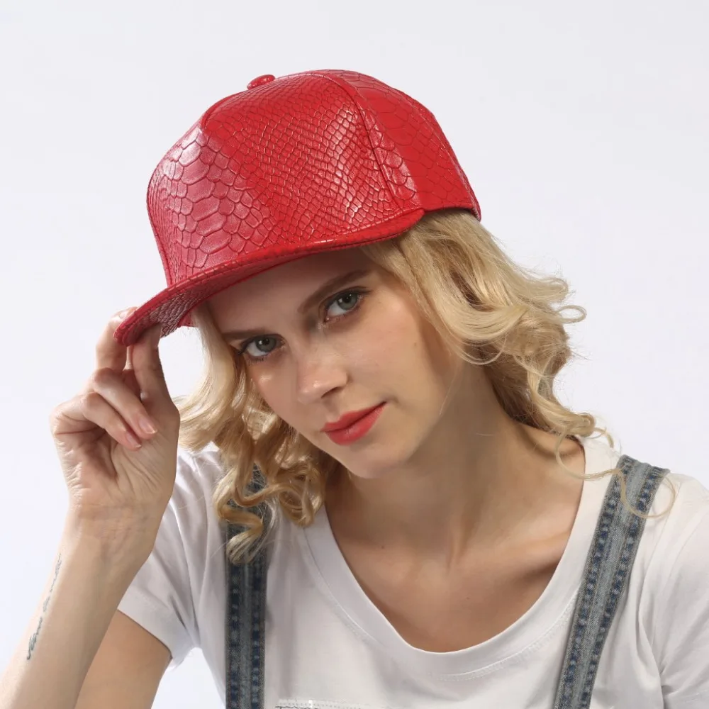 Хип хоп Крокодиловая искусственная кожа одноцветная Snapback городская женская