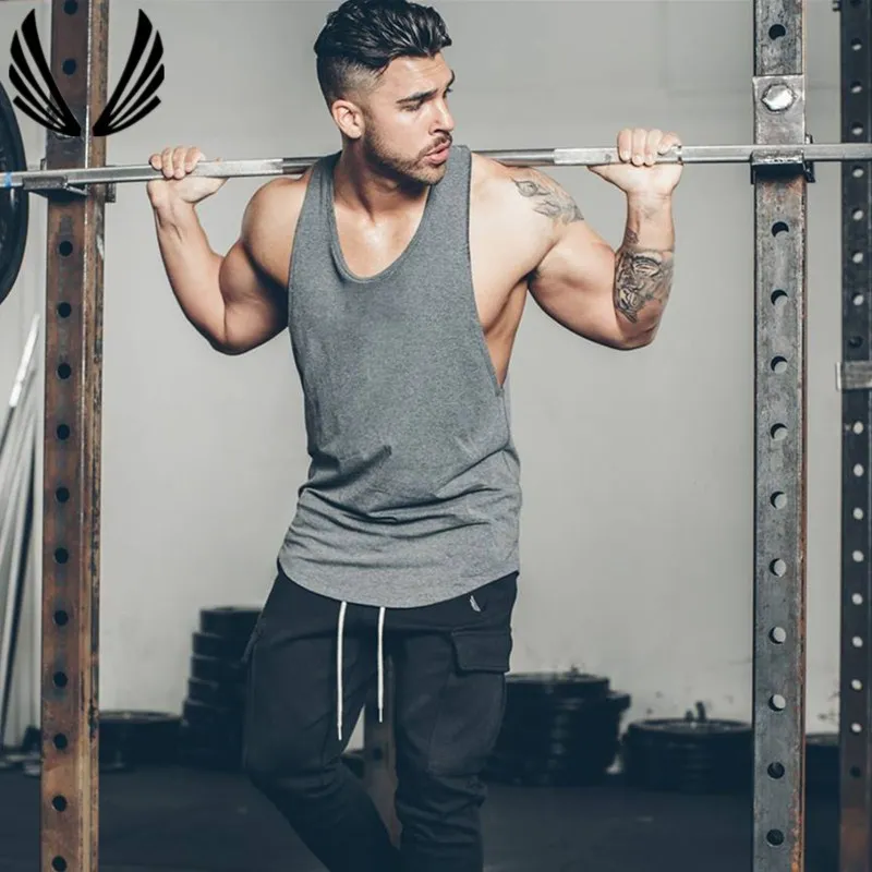 

2019 Men's Sport Tank Top Quickly Dry Mens Running Vests Sleeveless t shirt Man Gym Training Bodybuilding Stringers Vest Summer