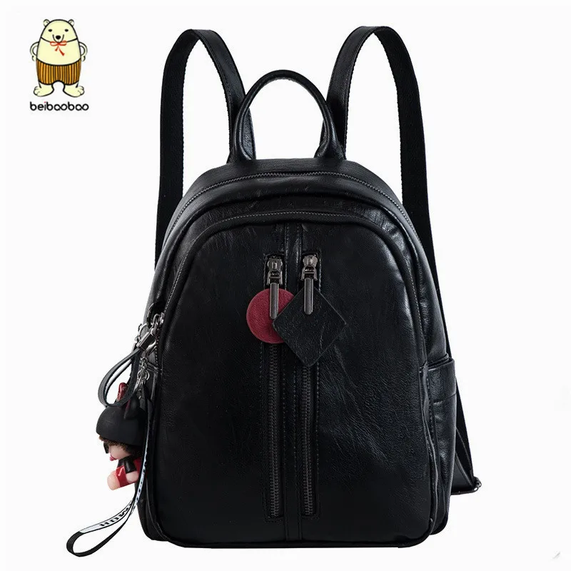 Beibaobao Fashion Black Backpack Women Waterproof PU Leather Backpack School Bag Casual Shoulder Bag for Outdoor and Travel Beibaobao Fashion Black Backpack Women Waterproof PU Leather Backpack School Bag Casual Shoulder Bag for Outdoor and Travel