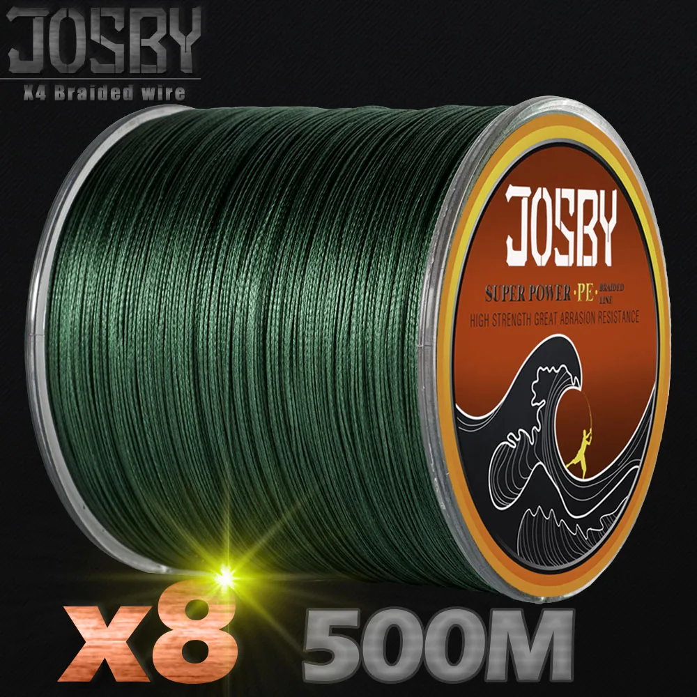 JOSBY 500 м 8X рыболовная брендовая супер прочная японская многонитевая ПЭ плетеная рыболовная леска 8 нитей 12LBS-78LBS ловля карпа