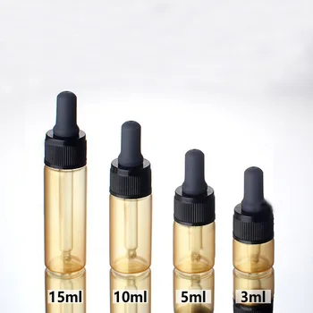 

3ml,5ml,10ml,15ml Mini Glass Bottles With Dropper Gold Sample Vial Essential Oil Bottle With Black Rim Free shipping