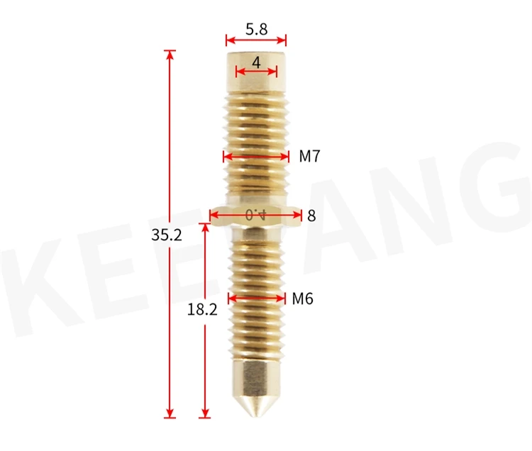 KINGROON интегрированная медная насадка для E3D V6 дистанционного M7 резьбовой экструдер Hotend 0,2-0,8 мм для 1,75/3 мм латунный экструдер Печатающая насадка