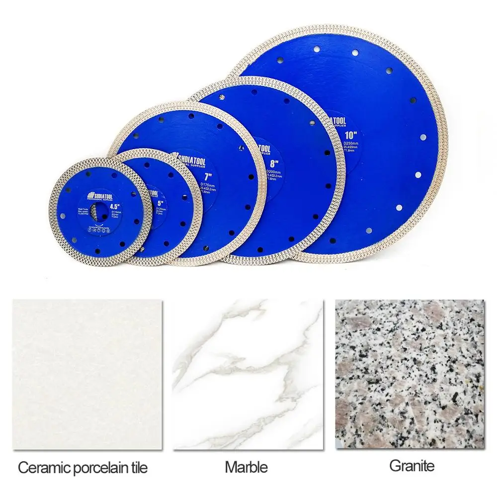 Dia 4" 4.5" 5" 7" 8'' 9" 10" 12" Hot pressed sintered X Mesh Diamond Saw blades Marble Tile Ceramic circular saw Cutting blades