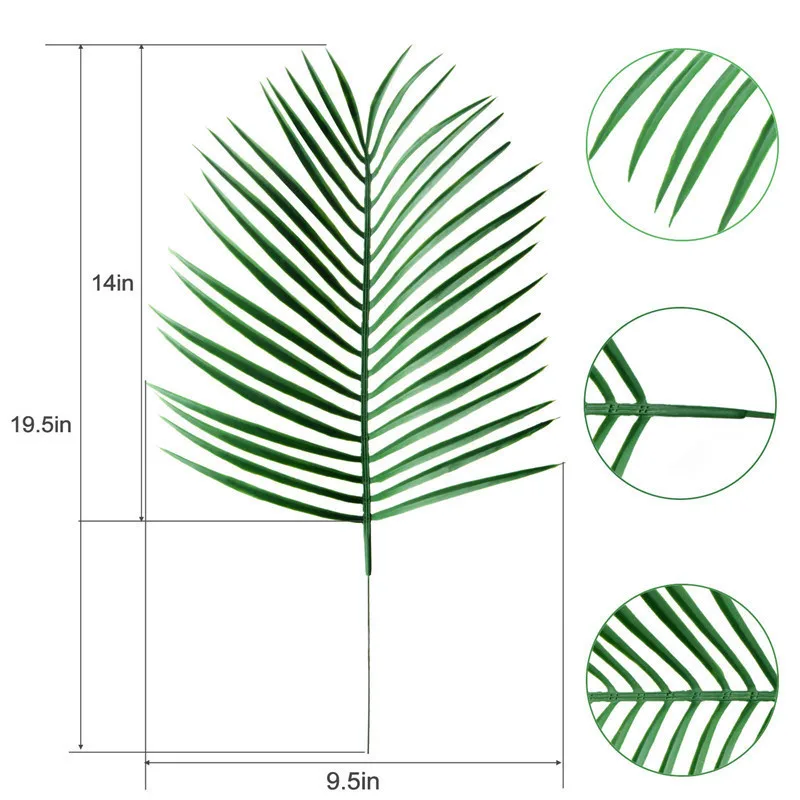 Искусственные тропические Пальмовые Листья, искусственные зеленые однолистные пальмовые пальмы для дома, кухни, вечерние украшения ручной работы, искусственные листья дерева