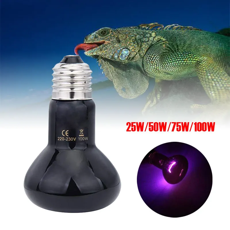 110 в ПЭТ нагревательная лампа E27 25 Вт 50 Вт 75 Вт 100 Вт Мини Инфракрасный Керамический Излучатель тепловая лампа черный для рептилии для домашних животных лампа